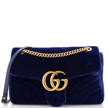 Gucci GG Marmont Flap Bag Matelasse Velvet Medium