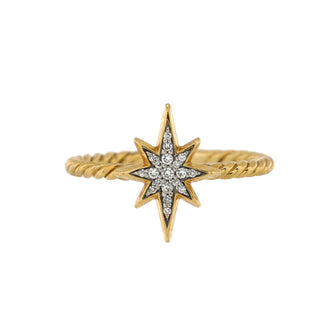 David Yurman Starburst Cable Ring 18K Yellow Gold with Diamonds Petite