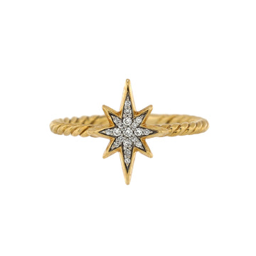David Yurman Starburst Cable Ring 18K Yellow Gold with Diamonds Petite