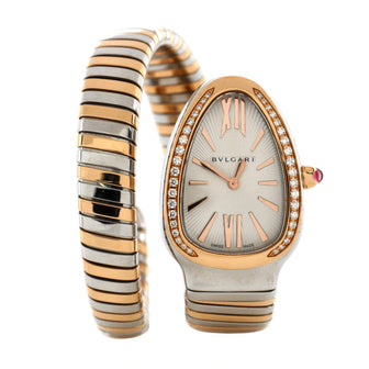 Bvlgari Serpenti Tubogas Single Spiral Quartz Watch Stainless Steel and Rose Gold with Diamond Bezel 23