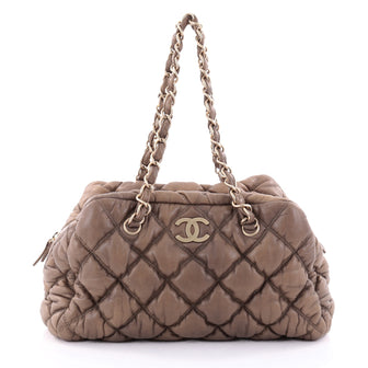 Chanel Bubble Bowler Bag Quilted Lambskin Medium Neutral 2523602