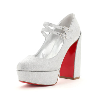 Christian Louboutin Women's Movida Mary Jane Platform Pumps Glitter 130