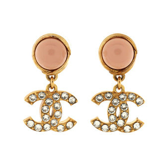 Chanel CC Drop Earrings Metal with Resin and Crystals