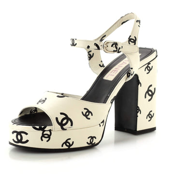 Chanel Women's Coco Beach Heeled Sandals Printed Leather