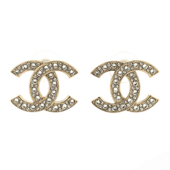 Chanel CC Stud Earrings Metal with Crystals