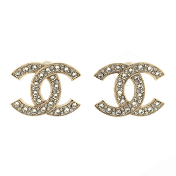 Chanel CC Stud Earrings Metal with Crystals