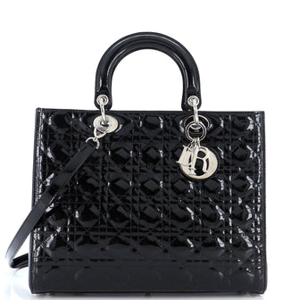 Christian Dior Lady Dior Bag Cannage Quilt Patent Large