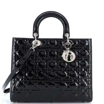Christian Dior Lady Dior Bag Cannage Quilt Patent Large