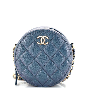 Chanel Round Clutch with Chain Quilted Iridescent Caviar Mini