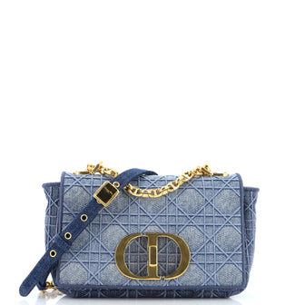 Christian Dior Caro Bag Cannage Embroidered Denim Small
