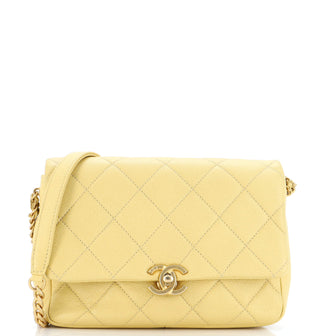 Chanel Chain Melody Flap Bag Quilted Caviar Small