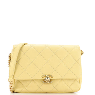 Chanel Chain Melody Flap Bag Quilted Caviar Small