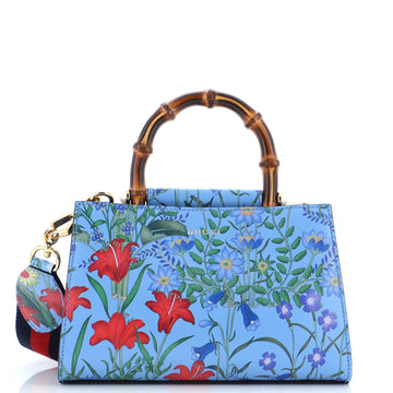 Gucci Nymphaea Top Handle Bag Floral Printed Leather Mini
