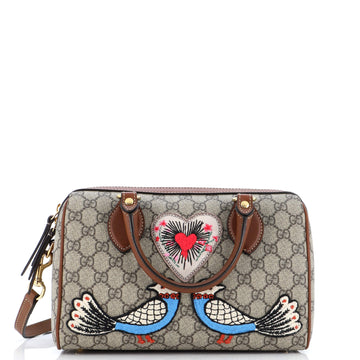 Gucci Convertible Boston Bag Embroidered GG Coated Canvas Small