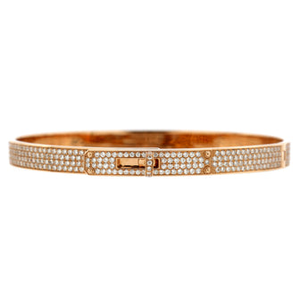 Hermes Kelly Bracelet 18K Rose Gold with Full Pave Diamonds Small
