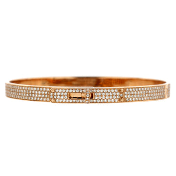 Hermes Kelly Bracelet 18K Rose Gold with Full Pave Diamonds Small
