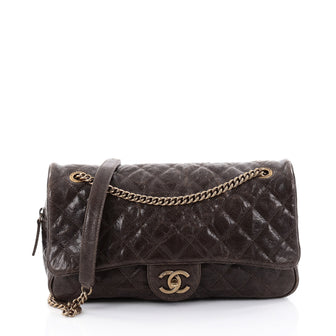 Chanel Shiva Flap Bag Quilted Caviar Large Brown 2524903