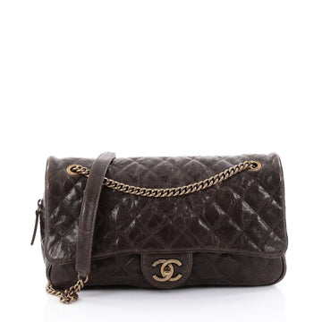 Chanel Shiva Flap Bag Quilted Caviar Large Brown 2524903