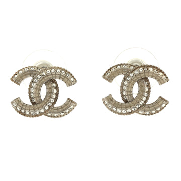 Chanel CC Stud Earrings Metal with Crystals and Resin