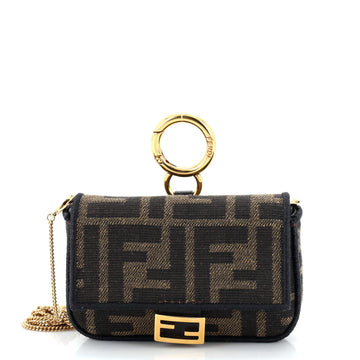 Fendi Chain Baguette Charm Bag Zucca Coated Canvas Nano