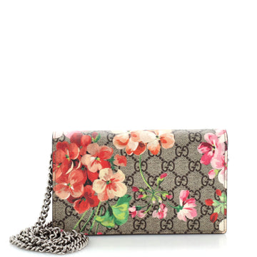 Gucci Chain Wallet Blooms Print GG Coated Canvas