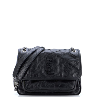 Saint Laurent Niki Chain Flap Bag Matelasse Chevron Leather Baby