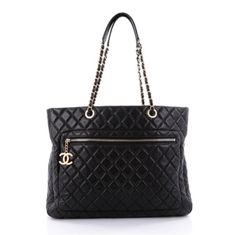 Chanel Chain Shopping Tote Quilted Lambskin Large Black 2526102