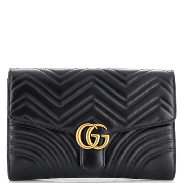 Gucci GG Marmont Flap Clutch Matelasse Leather
