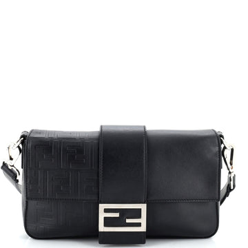 Fendi Baguette Convertible Belt Bag Zucca Embossed Leather Medium