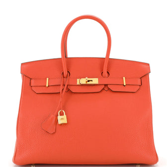 Hermes Birkin Handbag Orange Togo with Gold Hardware 35