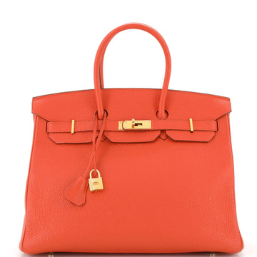 Hermes Birkin Handbag Orange Togo with Gold Hardware 35