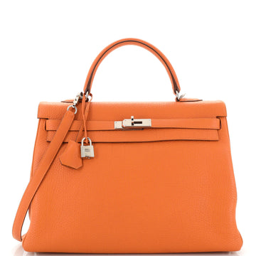 Hermes Kelly Handbag Orange Togo with Palladium Hardware 35