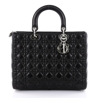Christian Dior Lady Dior Handbag Cannage Quilt Lambskin Large Black 2526403