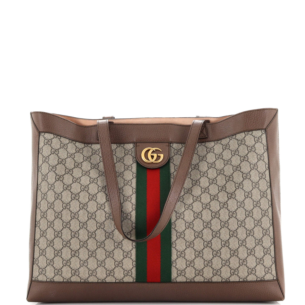 Gucci Ophidia Soft Open Tote GG Coated Canvas East West Brown 2526485