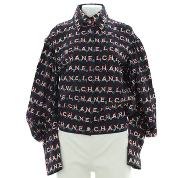 Chanel Women's All Over Logo Bomber Jacket Printed Polyamide