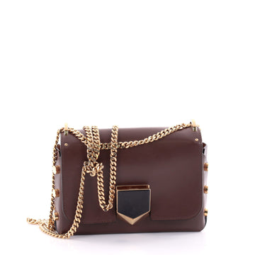 Jimmy Choo Lockett Chain Shoulder Bag Leather Petite Brown 2527101