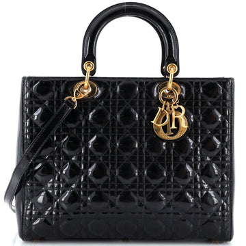 Christian Dior Lady Dior Bag Cannage Quilt Patent Large