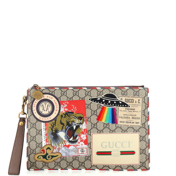 Gucci Courrier Pouch GG Coated Canvas with Applique