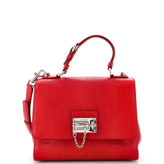 Dolce & Gabbana Monica Top Handle Flap Bag Lizard Embossed Leather Medium
