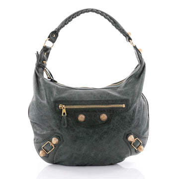 Balenciaga Hobo Giant Studs Leather Green 2528001