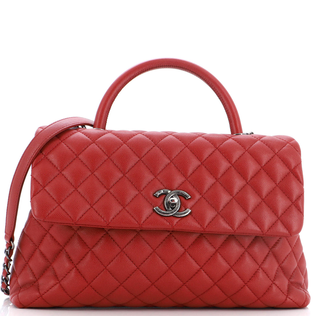 Coco Top Handle Bag Quilted Caviar Medium / red