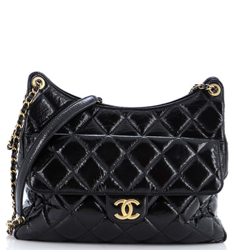 Chanel Wavy CC Hobo Quilted Crumpled Calfskin Large