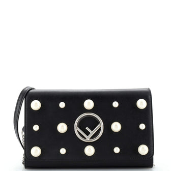 Fendi F is Fendi Wallet on Chain Pearl Embellished Leather