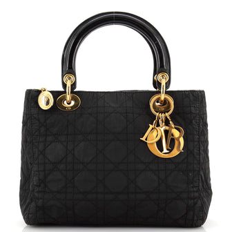 Christian Dior Vintage Lady Dior Bag Cannage Quilt Nylon Medium