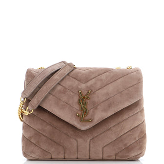 Saint Laurent Loulou Shoulder Bag Matelasse Chevron Suede Small