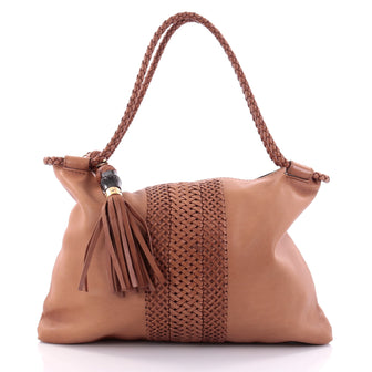 Gucci Handmade Shoulder Bag Leather Medium Brown 2529001