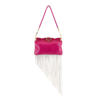 Gucci Palm Lux Broadway Fringe Evening Bag Snakeskin with Crystal Detail