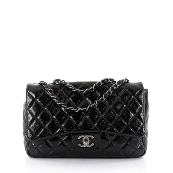 Chanel Classic Single Flap Bag Quilted Crinkled Patent Black 2529302