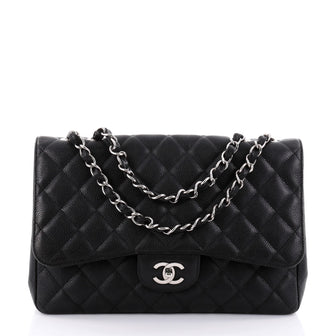 Chanel Classic Single Flap Bag Quilted Caviar Jumbo Black 2529309