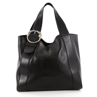 Gucci Ribot Horse Heads Tote Leather Medium Black 2529501
